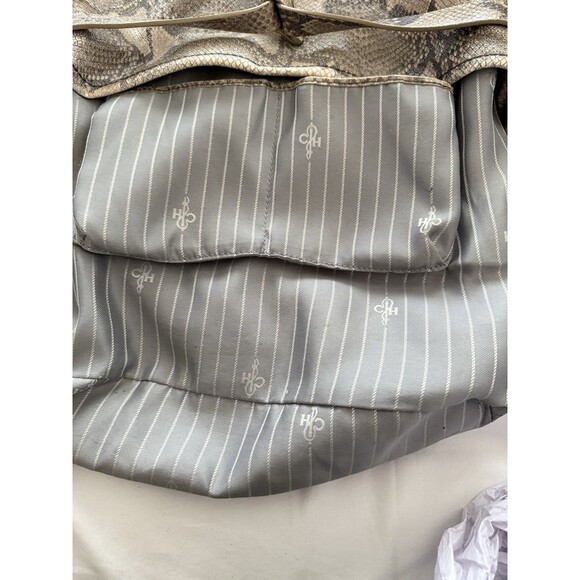 Cole Haan Designer Neutral Snake Print Leather Shoulder Hobo Bag Gold Hardware - Picture 11 of 16